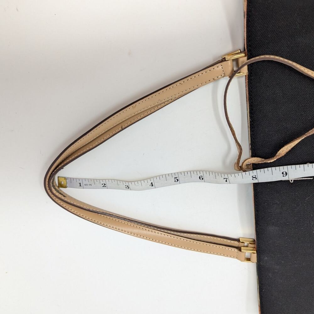Kate Spade Linen Canvas Tote Bag with Monogram Black and Tan - Picture 7 of 16